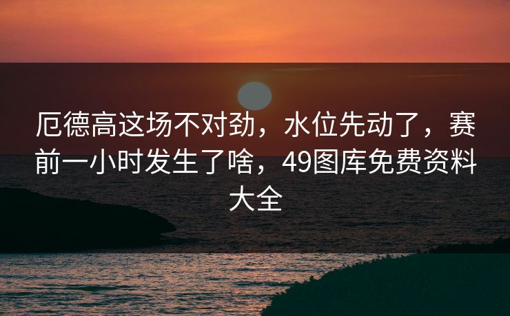厄德高这场不对劲，水位先动了，赛前一小时发生了啥，49图库免费资料大全