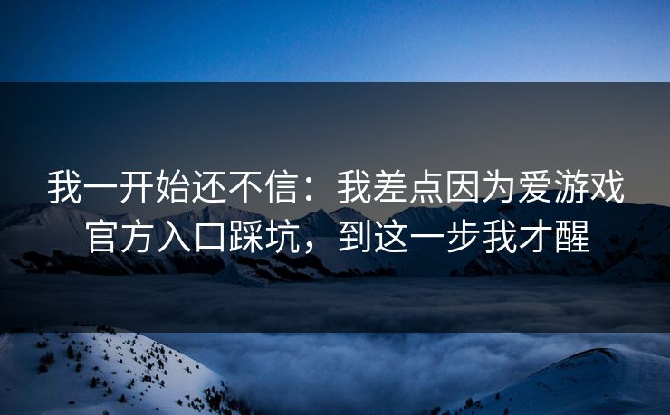 我一开始还不信：我差点因为爱游戏官方入口踩坑，到这一步我才醒