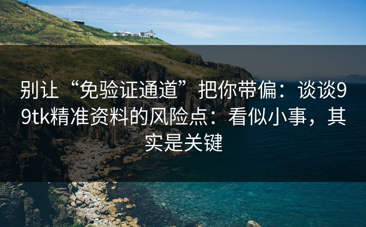 别让“免验证通道”把你带偏：谈谈99tk精准资料的风险点：看似小事，其实是关键