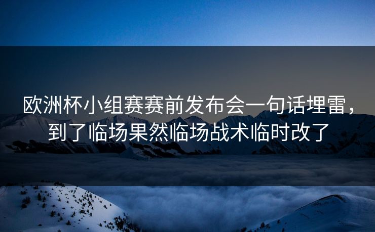 欧洲杯小组赛赛前发布会一句话埋雷，到了临场果然临场战术临时改了
