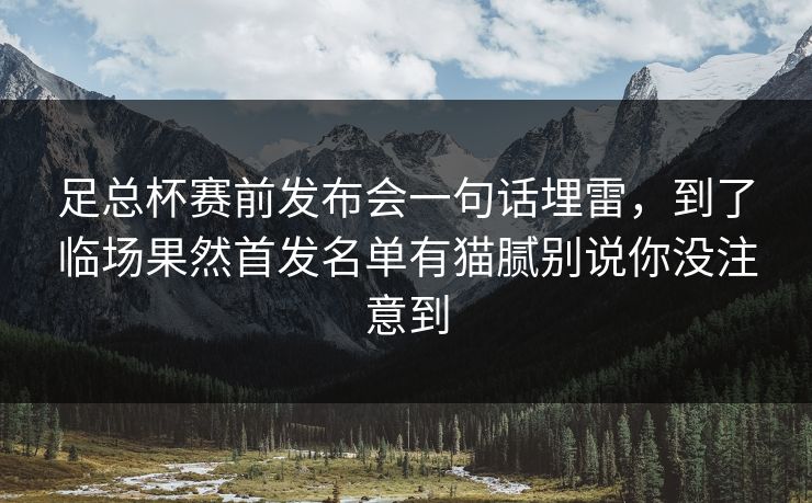足总杯赛前发布会一句话埋雷，到了临场果然首发名单有猫腻别说你没注意到
